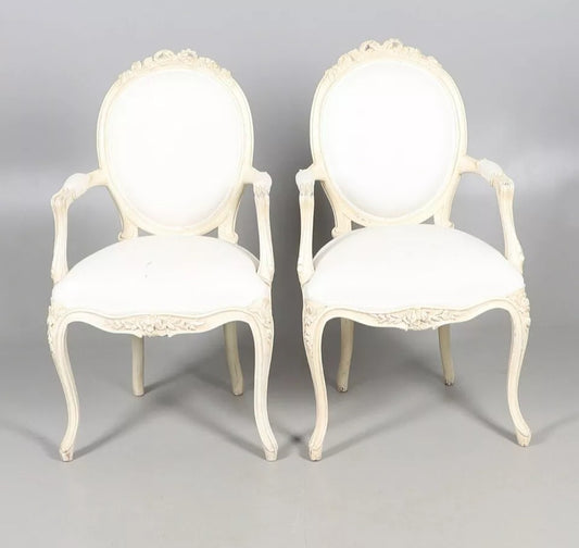 Vintage Retro White Painted  French Chairs.