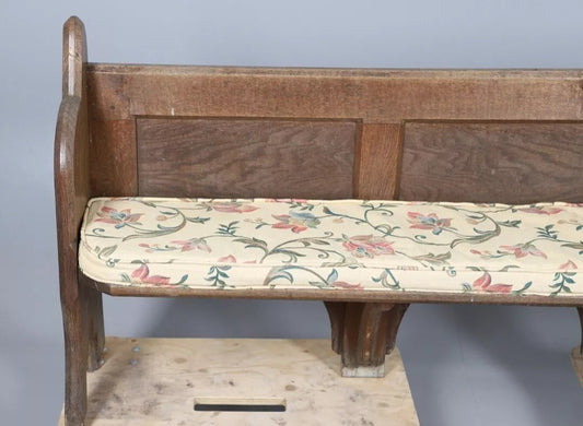 antique 4 Seat Oak Pew And Cushion